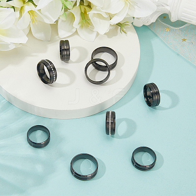 14Pcs 7 Styles Stainless Steel Grooved Finger Ring Settings STAS-SC0010-65EB-1