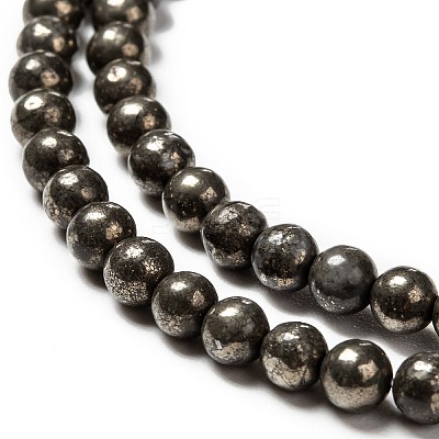 Natural Pyrite Beads Strands X-G-L031-4mm-01-1