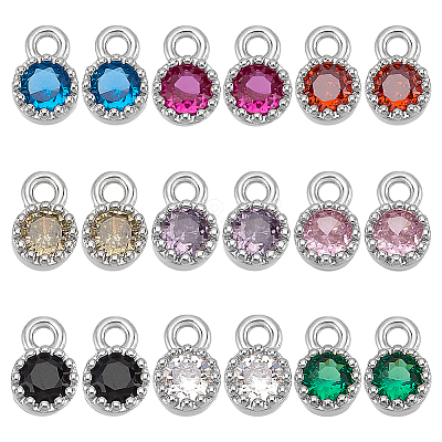 18Pcs 9 Colors Brass Glass Charms KK-PH0012-47P-1