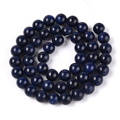 Dyed Natural Mashan Jade Round Beads Strands G-T139-8mm-67G-1