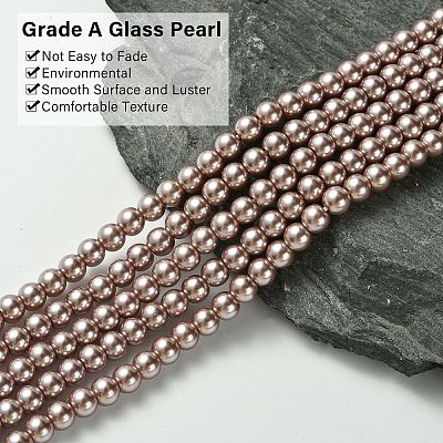 Eco-Friendly Dyed Glass Pearl Round Beads Strands HY-A008-6mm-RB046-1