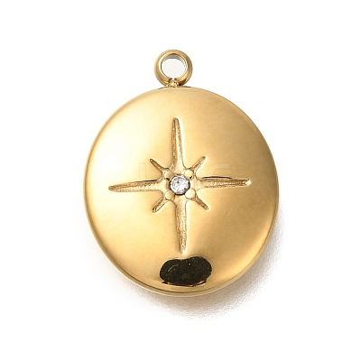 Ion Plating(IP) 304 Stainless Steel with Rhinestone Pendants STAS-Q335-01G-02-1