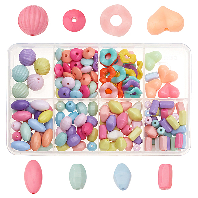 168Pcs 8 Style Opaque Acrylic Beads SACR-GA0001-03-1