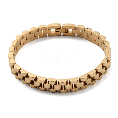 Ion Plating(IP) 304 Stainless Steel Thick Link Chain Bracelet Hand Polished BJEW-G649-10B-G-1