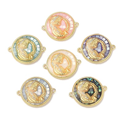 Epoxy Resin & Shell Connector Charms KK-K380-11C-G-1