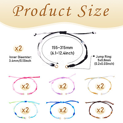 14Pcs 7 Colors Segment Dyed Nylon Braided Cord Bracelet Makings AJEW-TAC00014-1