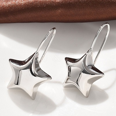 Star Brass Dangle Earrings EJEW-B132-05P-1