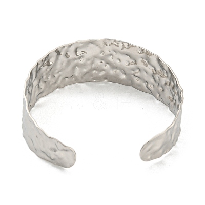 Non-Tarnish 304 Stainless Steel Textured Open Cuff Bangles for Women STAS-M001-17P-1