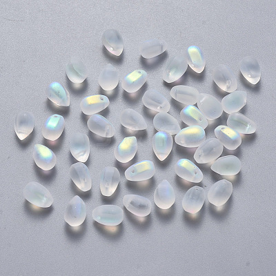 Transparent Spray Painted Glass Charms GLAA-R211-03-C02-1