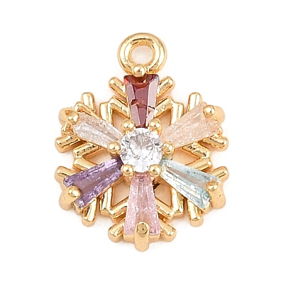 1Pc Brass Cubic Zirconia Charms KK-YW0003-89-1