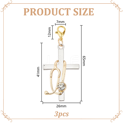 201 Stainless Steel Rhinestones Pendant Decorations FIND-WH0366-408-1