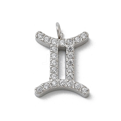 304 Stainless Steel Micro Pave Cubic Zirconia Charms STAS-Z107-09P-08-1