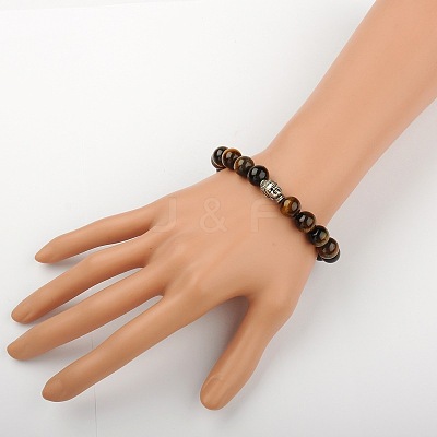 Natural Tiger Eye Stretch Bracelets X-BJEW-JB01329-01-1