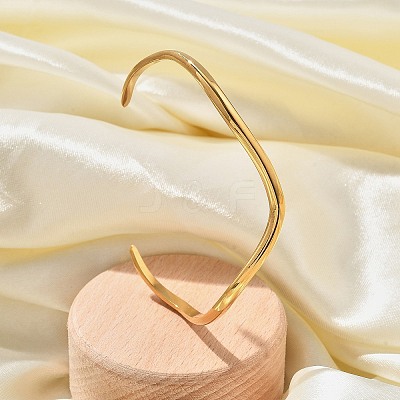 304 Stainless Steel Cuff Bangles for Women BJEW-B108-11G-1