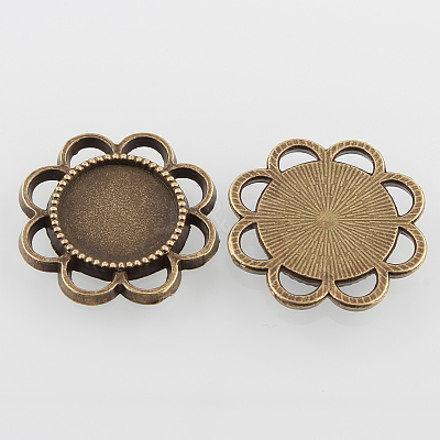 Flower Alloy Cabochon Settings X-PALLOY-N0088-33AB-NF-1
