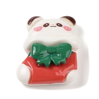 Christmas Panda Theme Opaque Resin Decoden Cabochons RESI-S397-02C-1