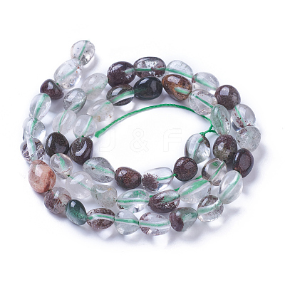 Natural Green Lodolite Quartz/Garden Quartz Beads Strands G-P433-08-1