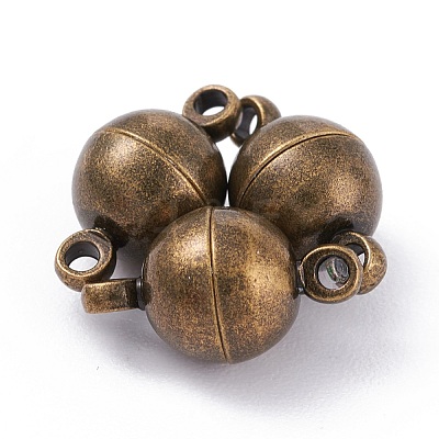 Round Brass Magnetic Clasps with Loops MC019-AB-1