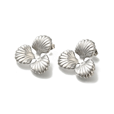 304 Stainless Steel Flower Stud Earrings for Women EJEW-U027-03P-1