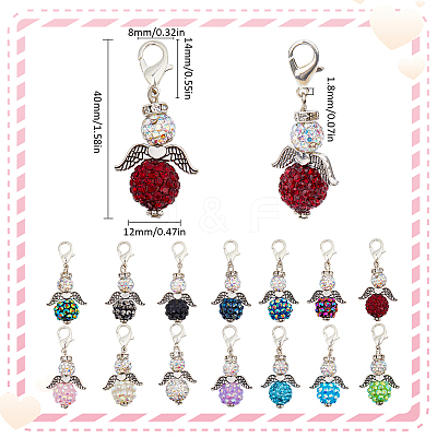 Angel Resin Rhinestone Pendant Locking Stitch Markers HJEW-SC00088-1