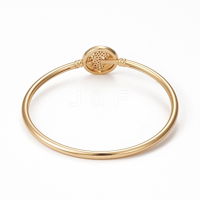 Rack Plating Brass Micro Pave Cubic Zirconia Bangles BJEW-E071-16G-01-1