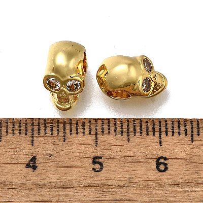 Brass Micro Pave Clear Cubic Zirconia Beads ZIRC-I070-088G-1