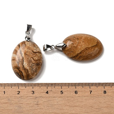 Natural Picture Jasper Pendants G-Z055-03P-25-1