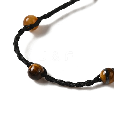 Natural Tiger Eye Braided Bead Necklacess NJEW-K258-06A-1