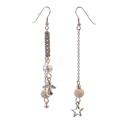 Synthetic Lava Rock Dangle Earrings EJEW-F184-08AS-1