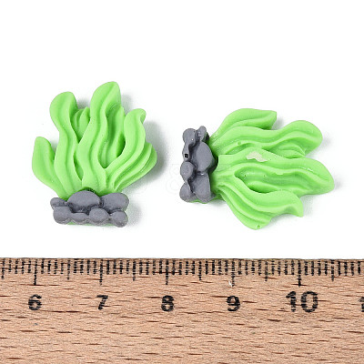 Aquatic Plant Opaque Resin Cabochons CRES-T025-44-1