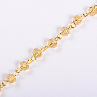 Handmade Rondelle Glass Beads Chains for Necklaces Bracelets Making AJEW-JB00037-01-1