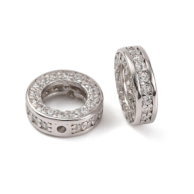 925 Sterling Silver Micro Pave Clear Cubic Zirconia Bead Frames STER-P061-01A-P-1