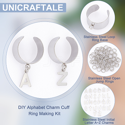 DIY Alphabet Charm Cuff Ring Making Kit DIY-UN0005-66-1