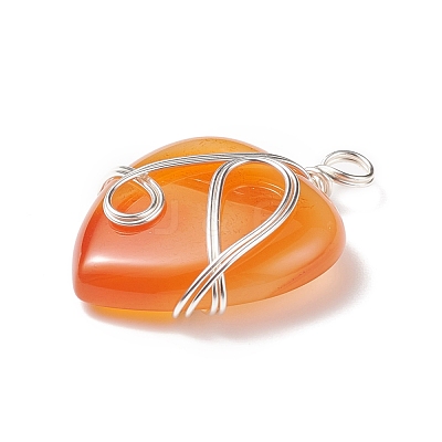 Natural Red Agate Pendants PALLOY-JF01663-09-1