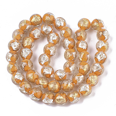 Handmade Gold Sand Lampwork Bead Strands X1-FOIL-T003-01F-1