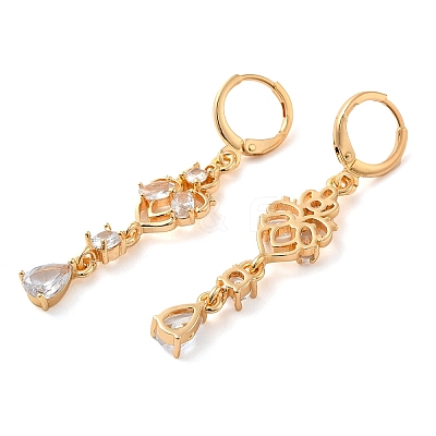 Rack Plating Golden Brass Dangle Leverback Earrings EJEW-B037-17G-1