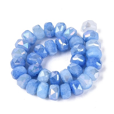 Electroplate Crackle Imitation Jade Glass Beads Strands EGLA-Q135-01A-C02-1