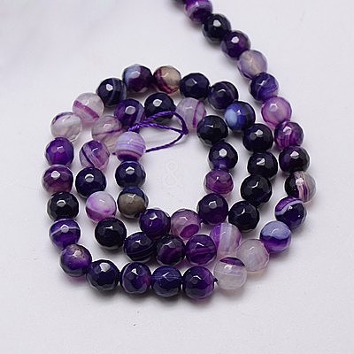 Natural Striped Agate/Banded Agate Beads Strands G-G581-6mm-21-1