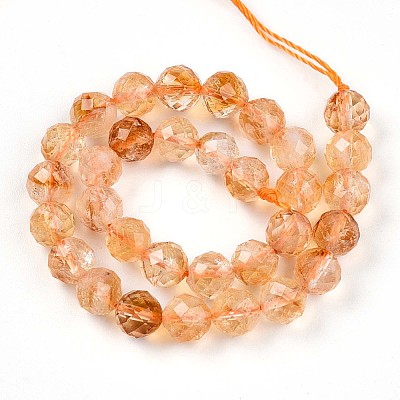 Natural Citrine(Heated) Beads Strands G-S345-6mm-18-1