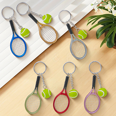 6Pcs 6 Colors Sports Theme Plastic Keychains KEYC-CY0001-05-1