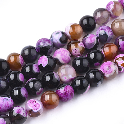 Natural Fire Crackle Agate Beads Strands X-G-S346-8mm-01-1