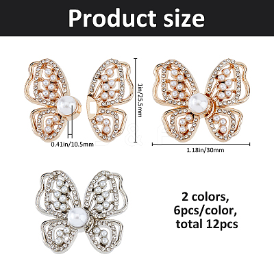 12Pc 2 Colors Iron Rhinestone Buttons FIND-FH0016-79-1