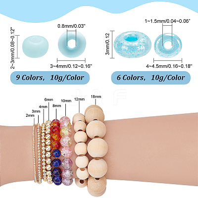 150G 15 Styles 3/0 Glass Seed Beads SEED-PH0001-94-1