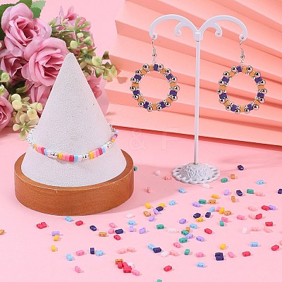 800Pcs 10 Styles 2-Hole Baking Paint Glass Seed Beads SEED-SC0001-44A-1