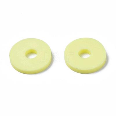 Flat Round Handmade Polymer Clay Beads CLAY-R067-10mm-23-1