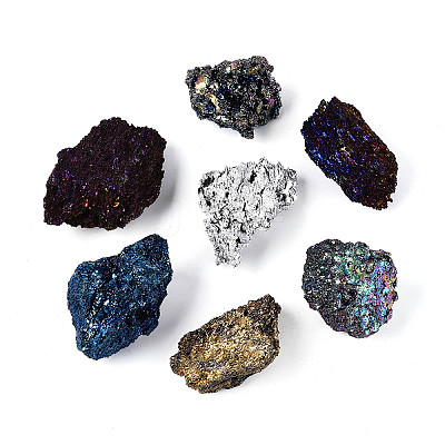 10Pcs Electroplated Natural Coal Quartz Geode Cornucopia Mineral Specimen G-N347-15-1