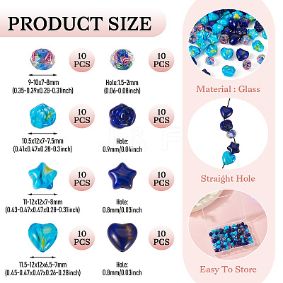 80Pcs 8 Styles Millefiori Glass Beads Strands GLAA-TA0003-43B-1