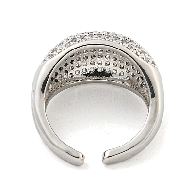 Real Platinum Plated Brass Micro Pave Clear Cubic Zirconia Cuff Rings RJEW-L113-016P-03-1