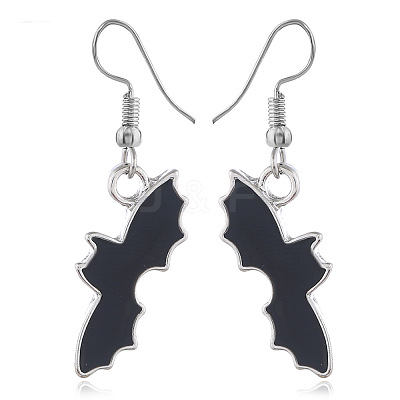 Halloween Theme Alloy Enamel Black Dangle Earrings FS-WG50C46-04-1
