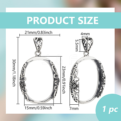 1Pc 925 Sterling Silver Basket Pendant Settings STER-BC0003-36-1